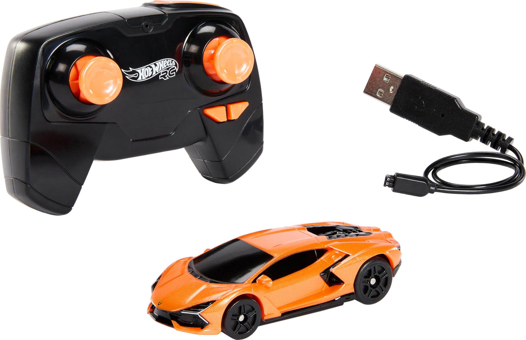 Hot Wheels RC Spielzeugauto, Lamborghini Revuelto mit Fernbedienung im Massstab 1:64, aufladbar mit
