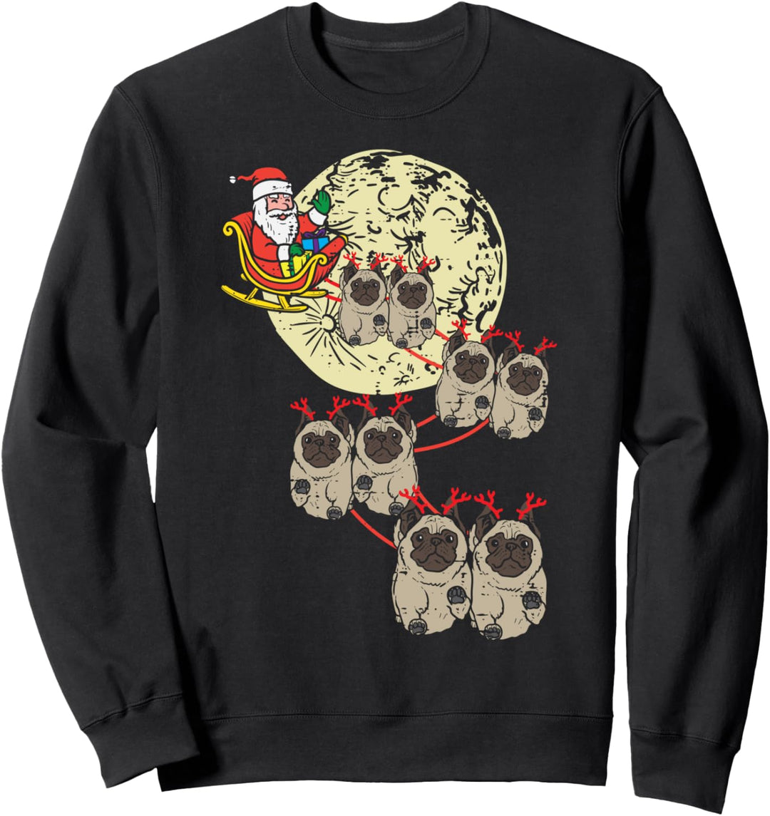 Reindeer Pug Santa Christmas Animal Pet Xmas Dog Lover Gift Sweatshirt