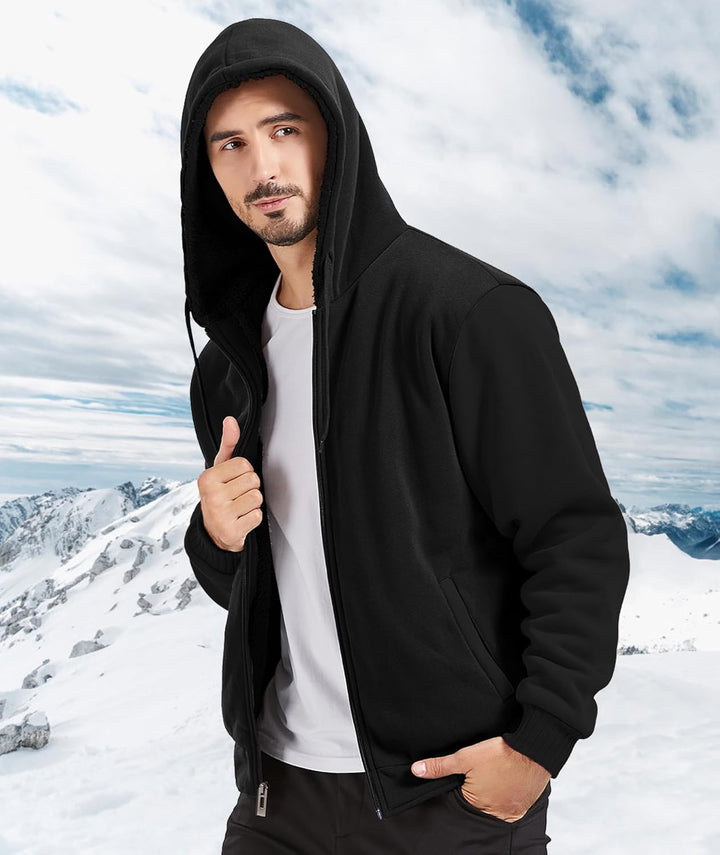 JACKETOWN Herren Sweatshirt Gefüttert Hoodie Reissverschluss Sweatjacke Warm Fleece Winterjacke Tedd