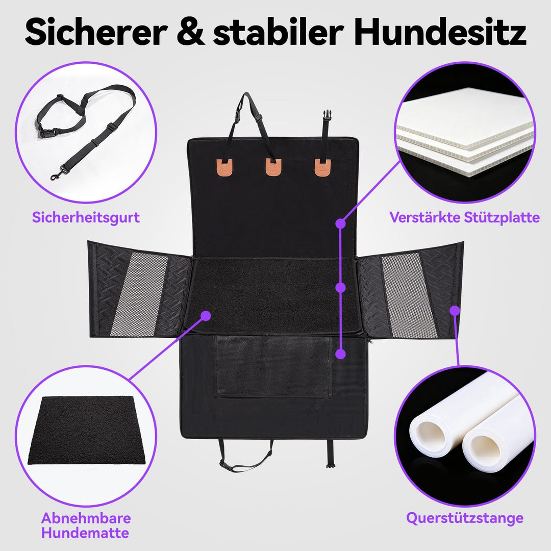 Hundesitz für Grosshunde bis 25kg – Sicherer Autositzbezug für Rücksitz, Robuster Hunde-Boostersitz