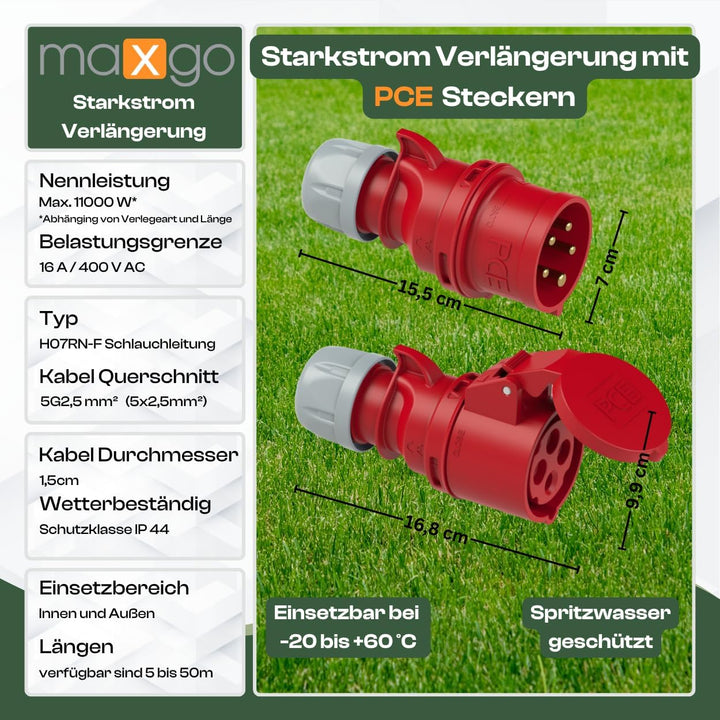 netbote24 S-LINE CEE Starkstrom Verlängerungskabel 32A mit/ohne Phasenwender H07RN-F 5G2,5 IP44 Auss
