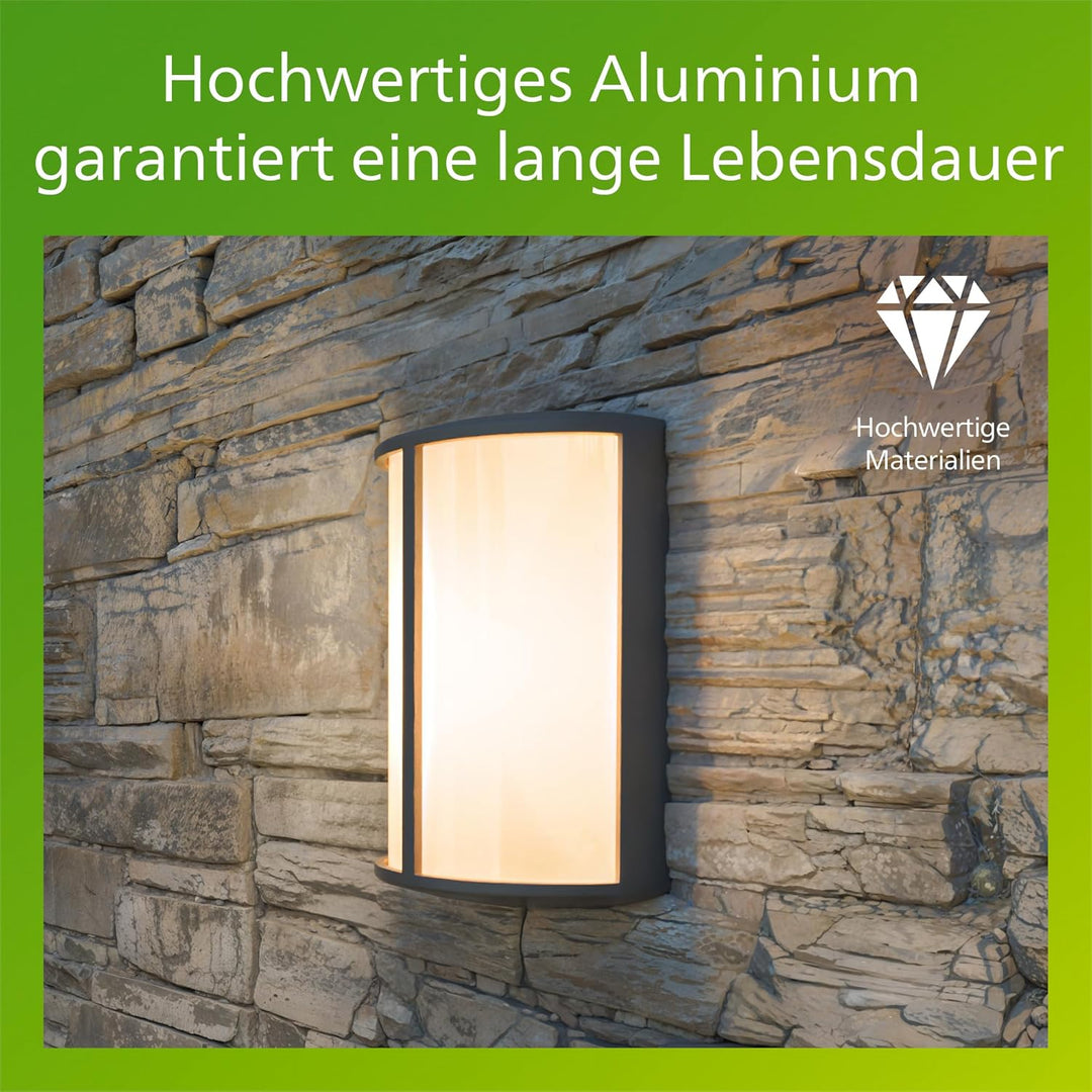 Philips MyGarden LED Wandaussenleuchte Stock, 6 W, Anthrazitgrau ohne Bewegungsmelder, ohne Bewegung
