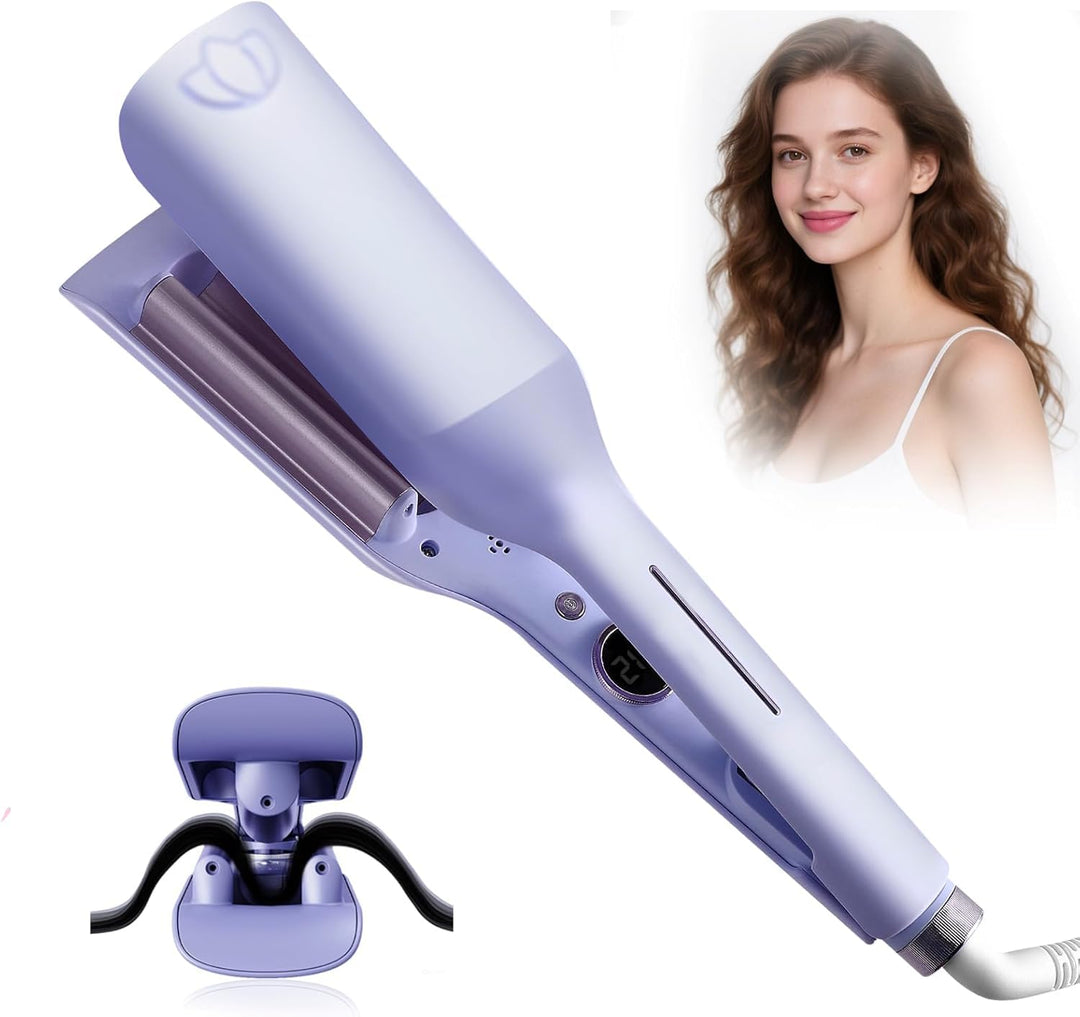 32mm Welleneisen Lockenstab für Haare,Lockenstab Grosse Locken mit 9 Temperaturen LED-Anzeige,Beach