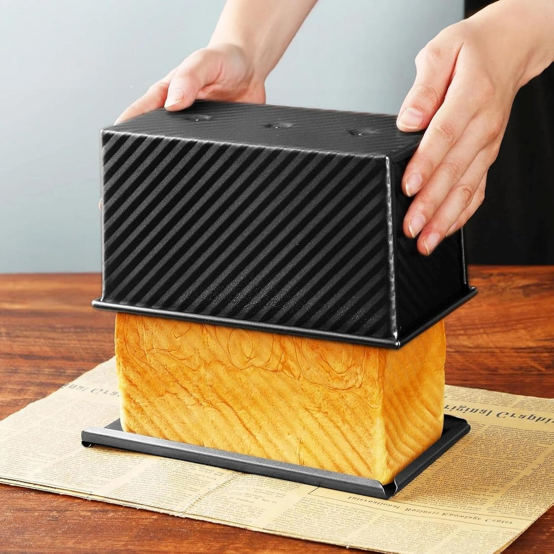 Toastbrot Backform mit Deckel – 2 Stück Brotbackformen Kastenform, Carbonstahl, Lüftungslöcher, Schw