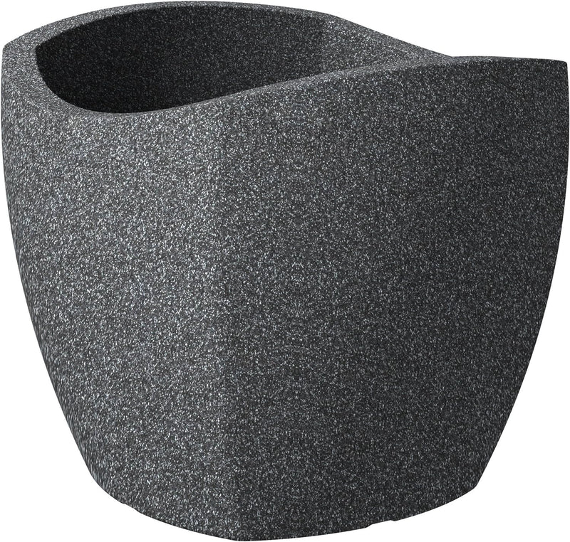 Scheurich Wave Globe Cubo, Pflanzgefäss aus Kunststoff, Schwarz-Granit, 40 cm Durchmesser, 35,5 cm h