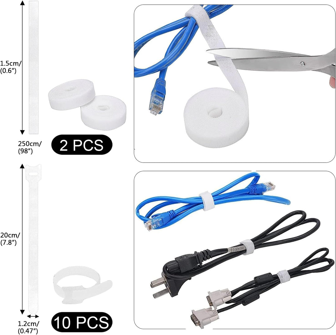 SOULWIT Kabelmanagement Kit, 4 Kabelschläuche, 7 Silikon Kabelhalter, 20+2 Kabelbinder Selbstklebend