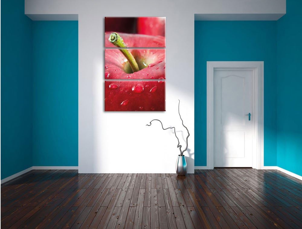 Apfel 3-Teiler Leinwandbild 120x80 Bild auf Leinwand, XXL riesige Bilder fertig gerahmt mit Keilrahm