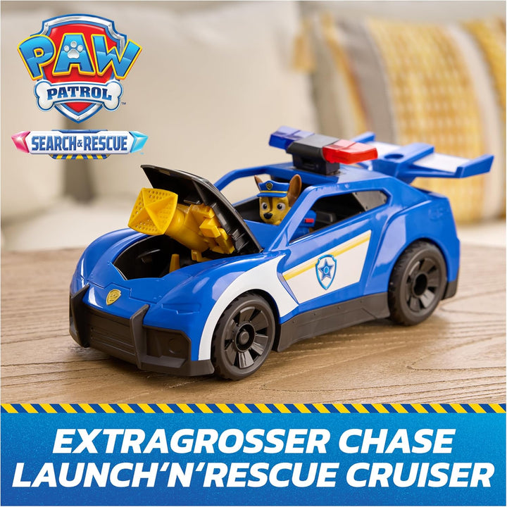 PAW PATROL - Search & Rescue: Launch N Rescue Cruiser, Extragrosses Fahrzeug mit Chase Figur, ca. 28