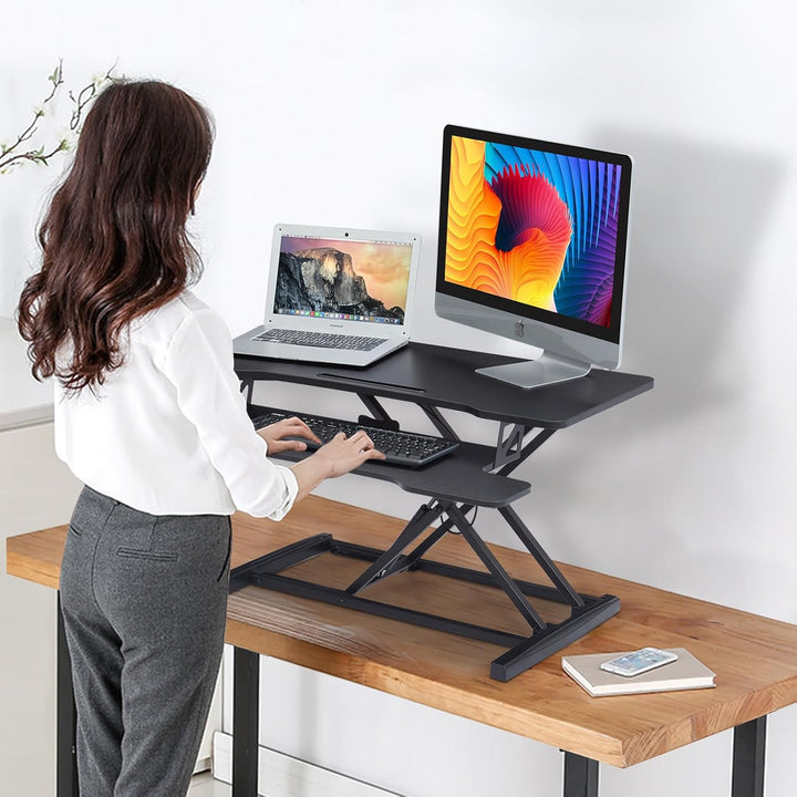 UPdesk Cross - Schreibtischaufsatz höhenverstellbar für Laptop & PC - Schreibtischerhöhung - Stehpul
