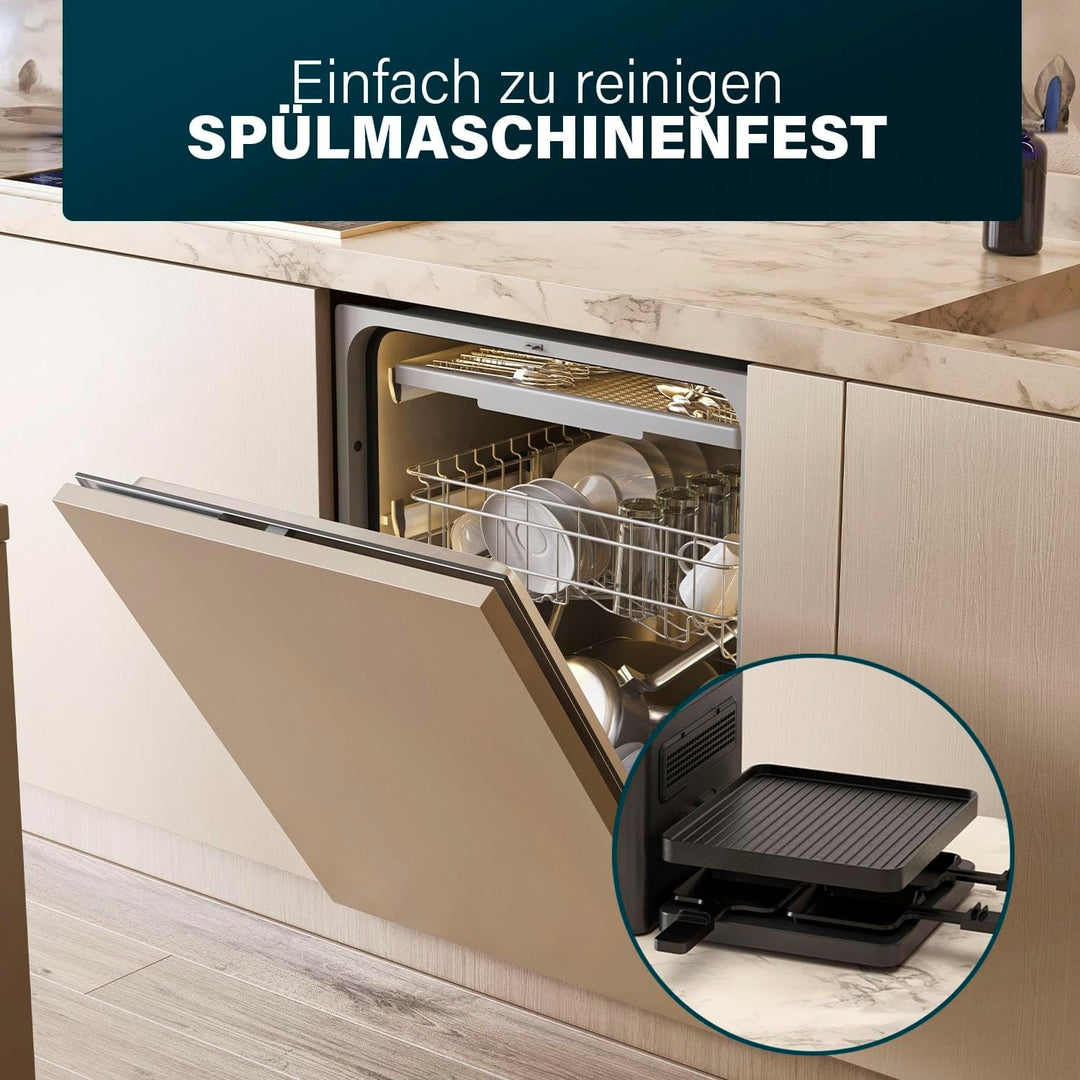 Princess Raclette Purify, 8 Personen, Integriertes Luftfiltersystem, Verstellbarer Thermostat, Spülm