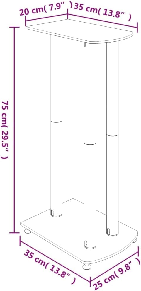 vidaXL Lautsprecher-Ständer 2 STK. Schwarz Hartglas 3 Säulen, Schwarz