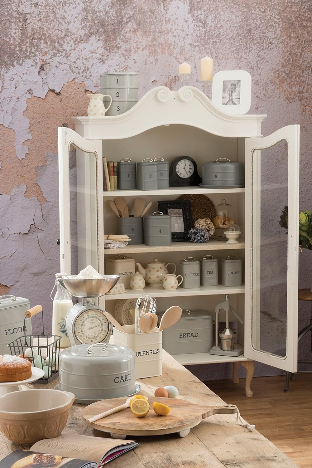 KitchenCraft Vintage Plätzchendose aus Blech, Retro, Klein, Grau – 14.5 x 19 cm Grau Einzeln, Grau E