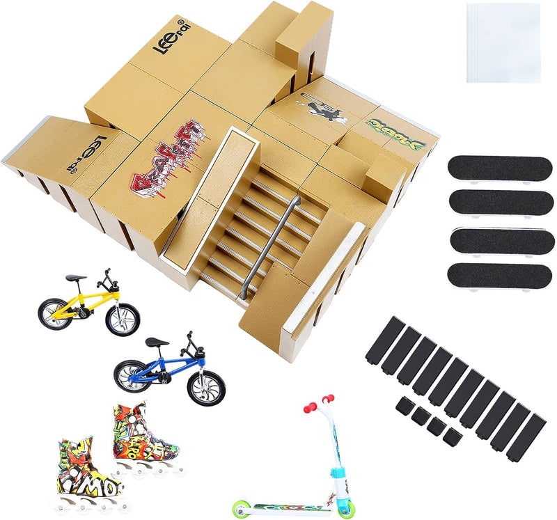 IOUGDSEC Skate Park Kit Fingerspielzeug Skate Park Kit Rampe Teile für Finger Skateboard Fingerboard
