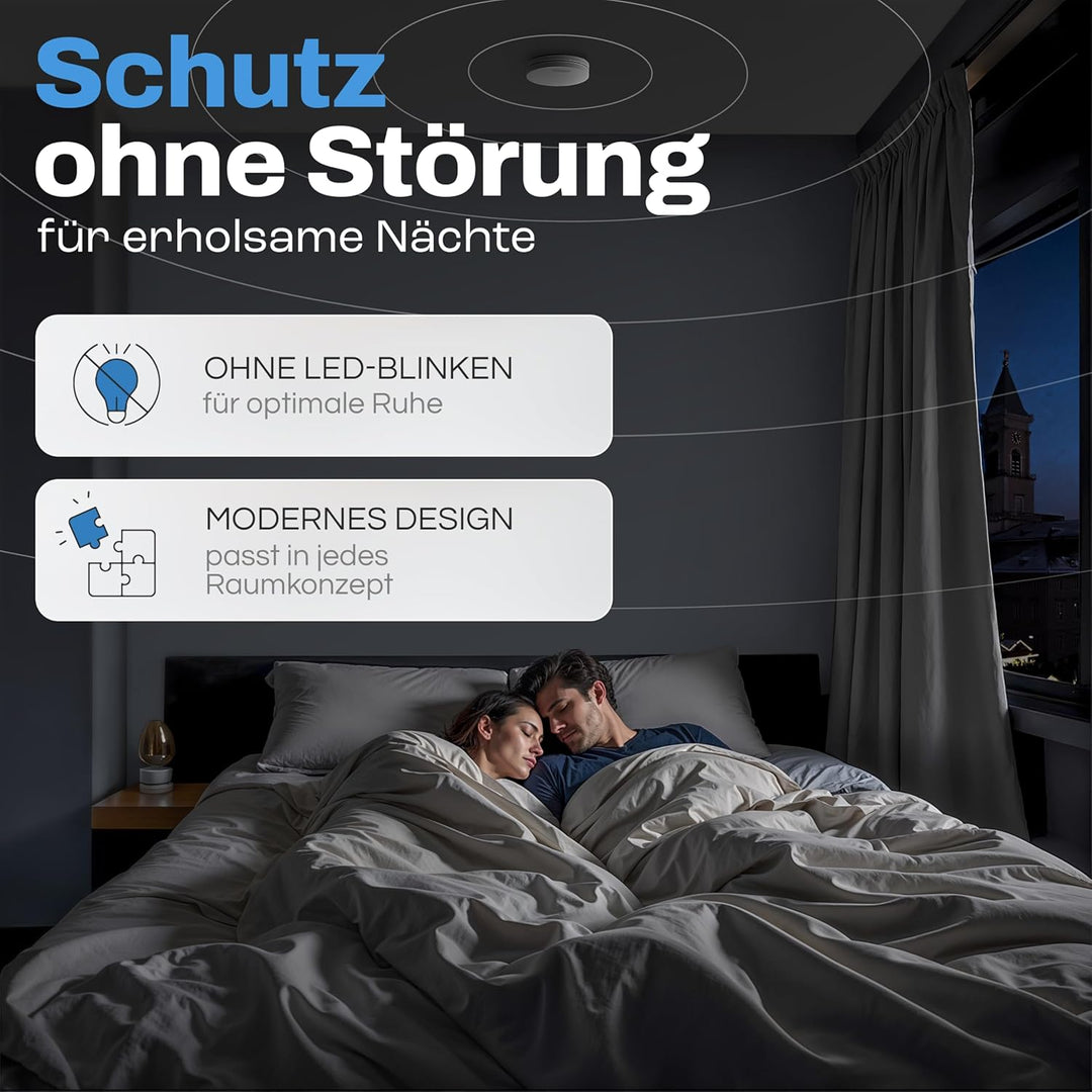 ALPENLUFT Rauchmelder Funk Vernetzt 10 Jahre Batterie, Rauchwarnmelder & Hitzemelder 2in1, Feuermeld