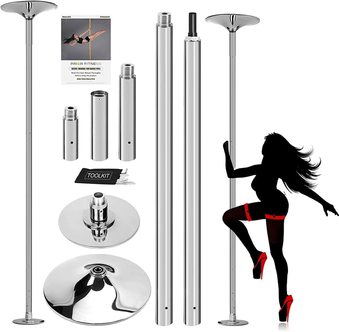 PRIOR FITNESS Tanzstöcke, abnehmbar, 45 mm, für Club, Party, Kneipe, Haus.. silber, silber