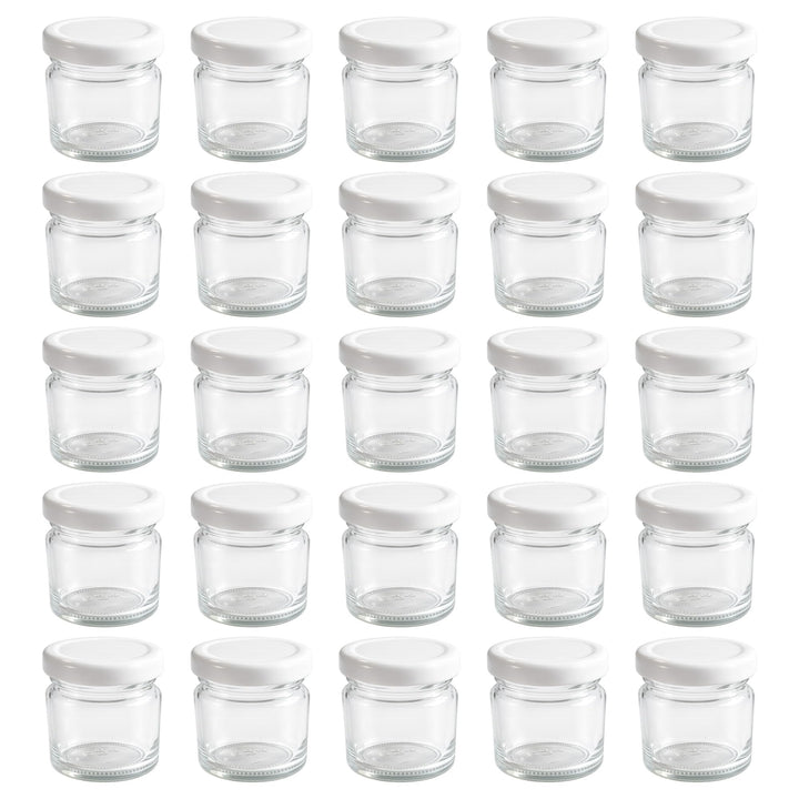 Vitrea 25x Mini Marmeladengläser 50 ml - mit Deckel Weiss TO 43 - kleine Einmachgläser zum befüllen