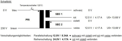 Sedlbauer Ringkerntrafo Transformator 100VA 2x12V für Audio, Industrie, Halogen und Schienensysteme