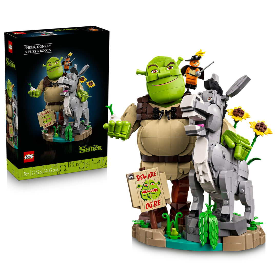 LEGO Shrek: Shrek, Esel und Der Gestiefelte Kater - Film Modellbau für Erwachsene - Ausstellungsset