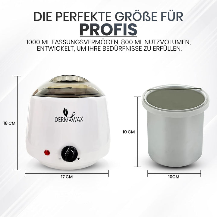 Dermawax Profi Heisswachs Warmwachs Wachsgerät- Wachswärmer 1000 ml zur Haarentfernung Waxing Enthaa
