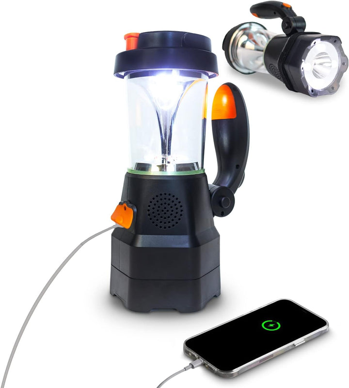SELBST-SICHER 4in1 LED Laterne mit Batterie | Notfallradio | Powerbank | Handyladegerät | SOS-Sirene
