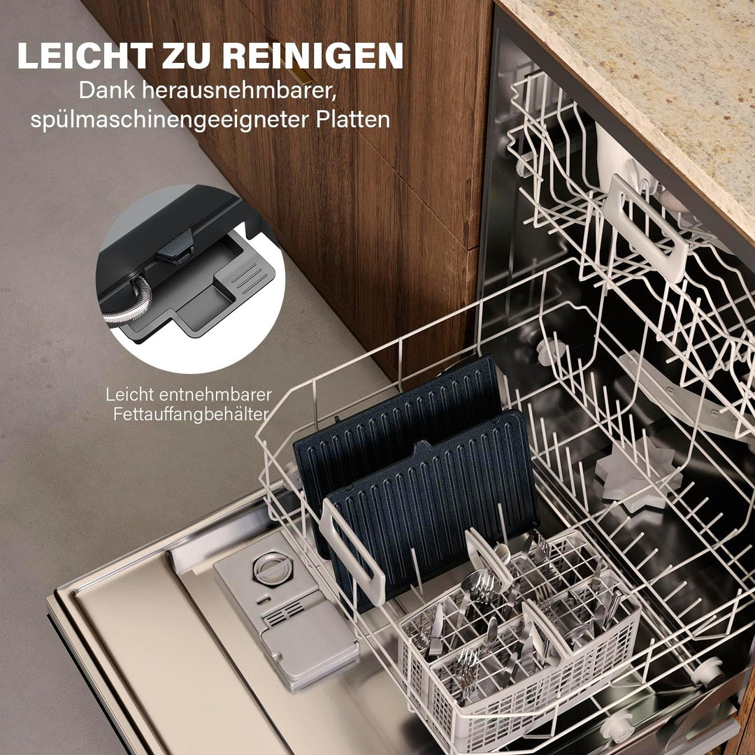Princess Kontaktgrill, 180° Öffnung, Abnehmbare Platten, Verstellbarer Thermostat, Fettauffangsystem