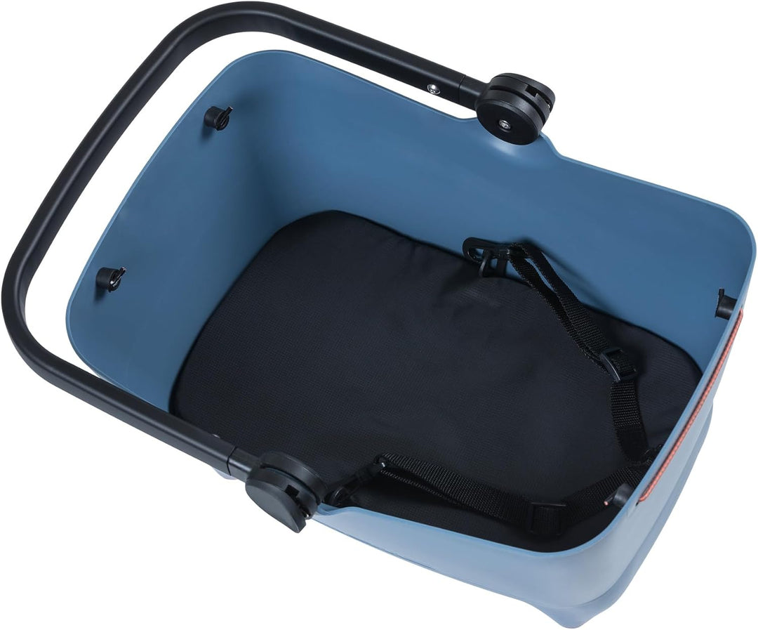 Basil Buddy MIK Hundefahrradkorb - 32L, Blau, Robust, Inkl. abschliessbarem MIK-System und MIK Carri