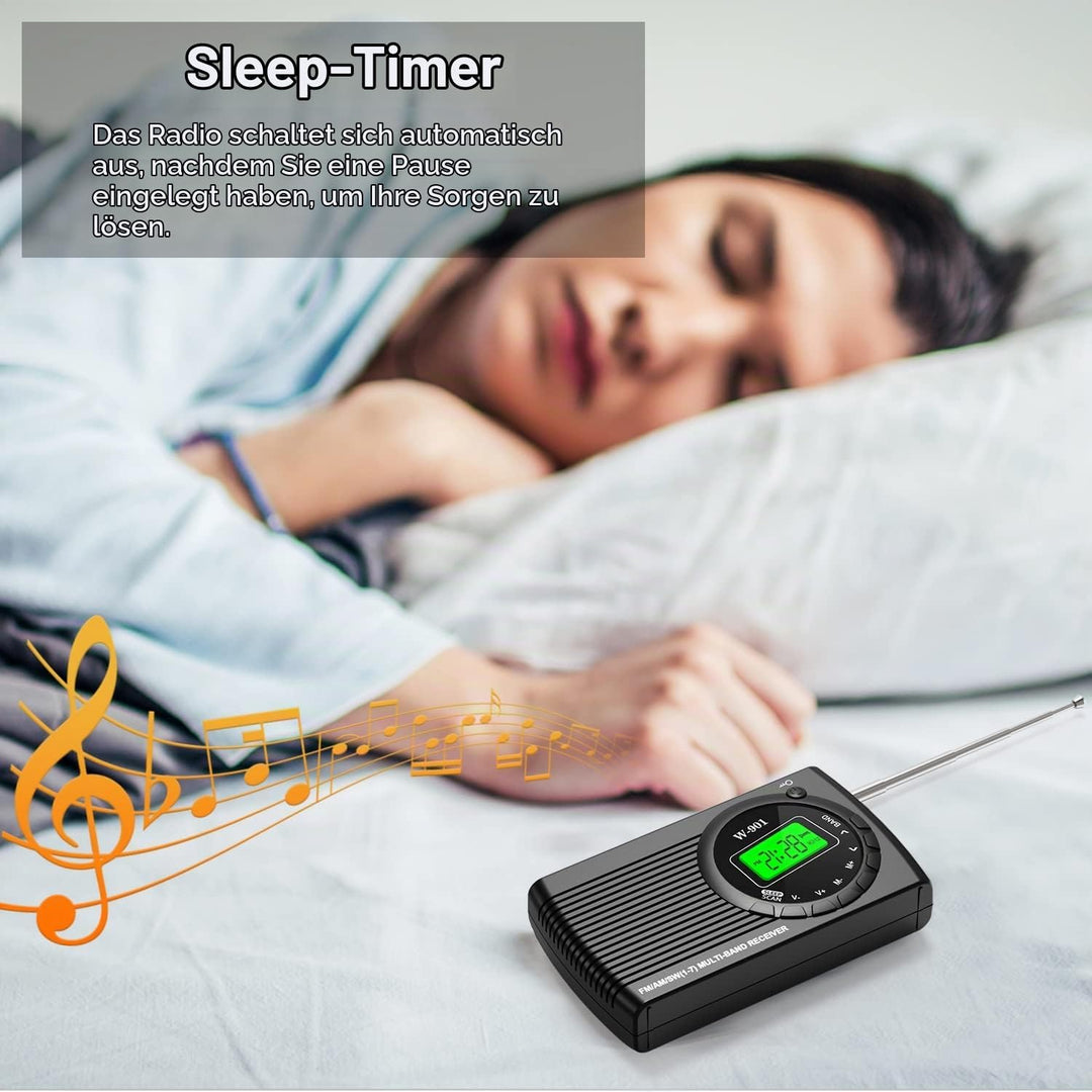 Padwa Lifestyle Mini Radio, Radio Batteriebetrieben Am Fm Sw Fm, Taschenradio Mit On-Screen-Display/