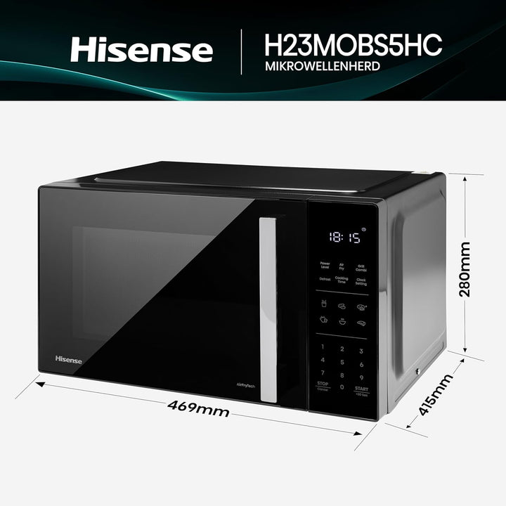 Hisense H23MOBS5HC Mikrowelle /23 L/900W/AirFry/4 in 1 Super Kombination/Memory Funktion/Mehrstufige