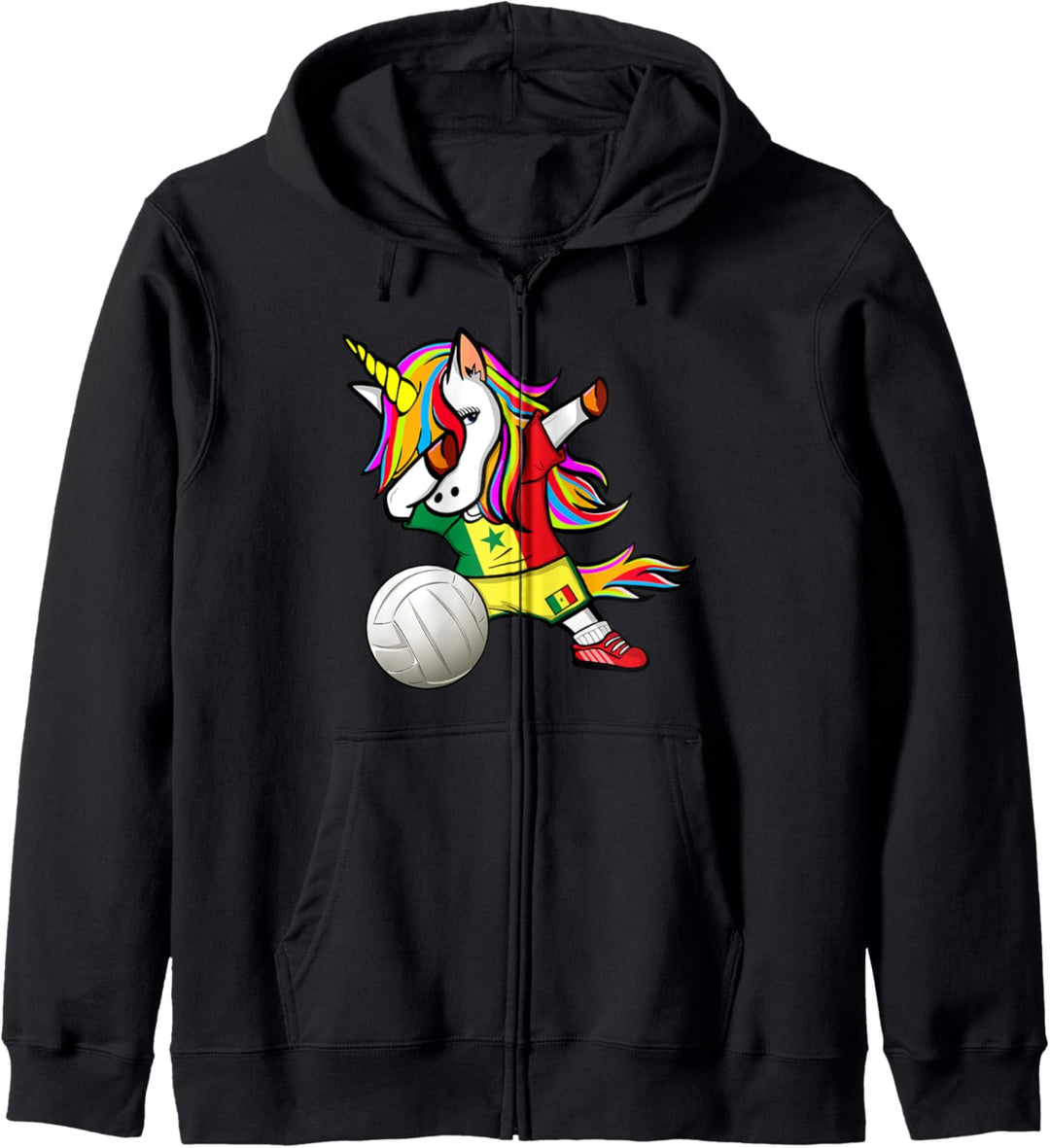 Dabbing Einhorn Senegal Volleyball - Senegalesische Flagge Kapuzenjacke