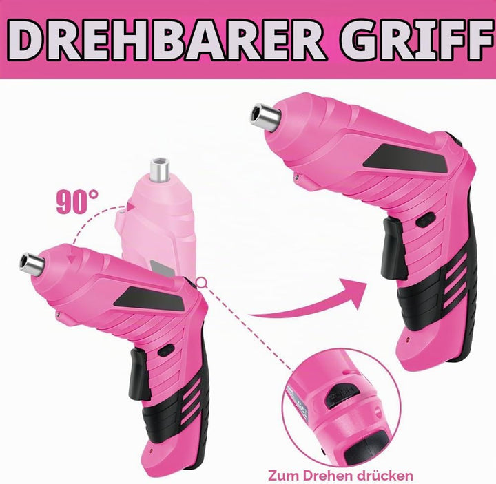 Pink - Elektroschrauber flintronic Akkuschrauber Klein, Mini con LED-Licht, 1300mAh Akku Wiederaufla