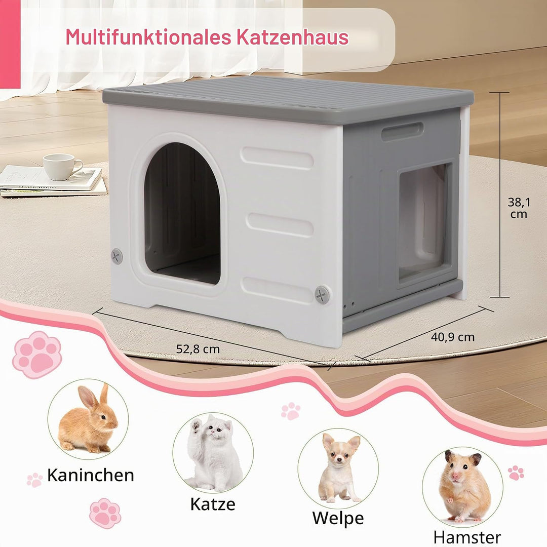 Katzenhäuser für Indoor-Katzen Kunststoff verwildert Outdoor-Katzenhaus Welpenunterkunft für kleine