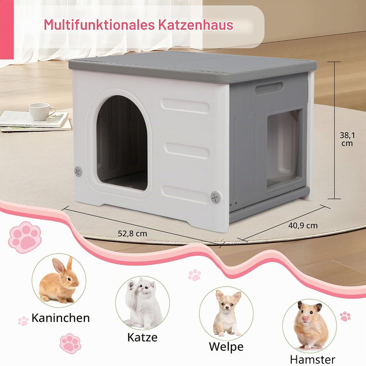 Katzenhäuser für Indoor-Katzen Kunststoff verwildert Outdoor-Katzenhaus Welpenunterkunft für kleine