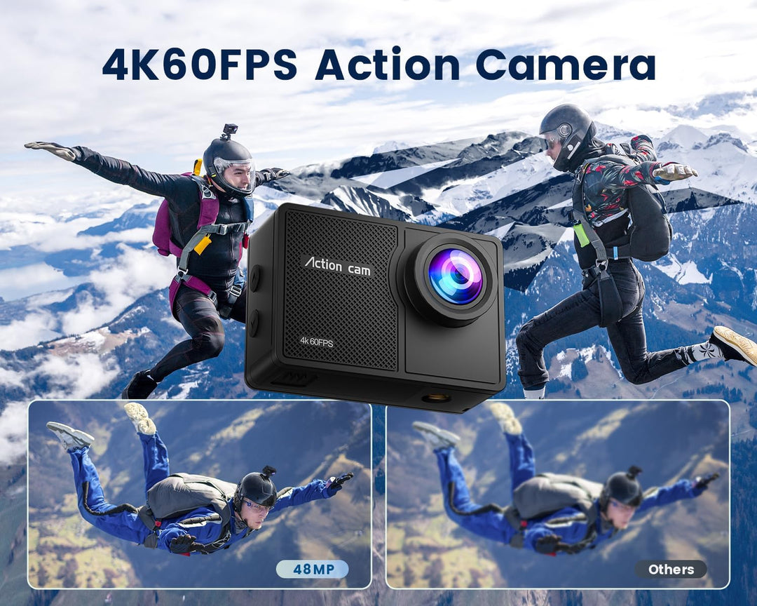 Action Cam Wasserdicht 4K60FPS mit 128GB Karte,131FT Unterwasserkamera 8X Zoom,WiFi Helmkamera 48MP,