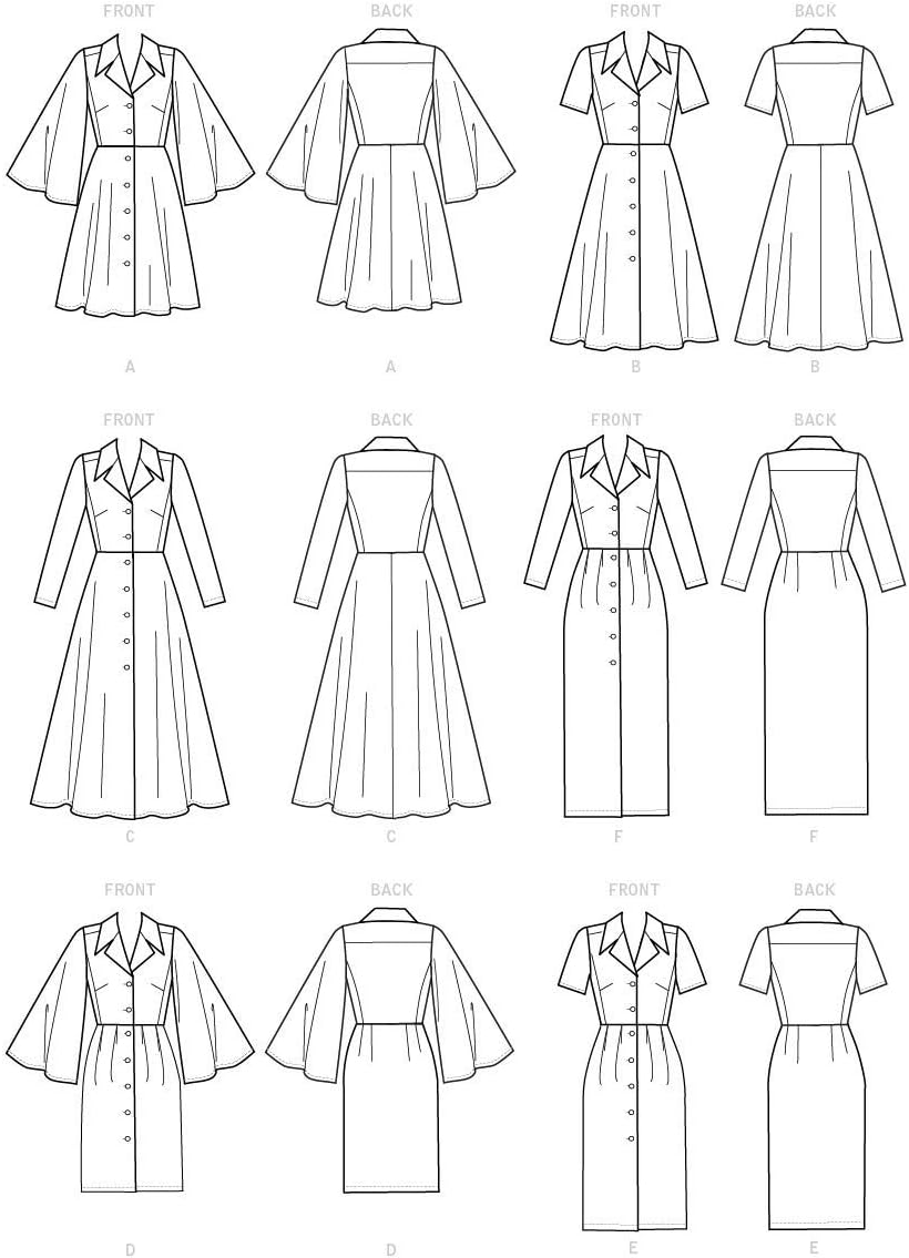 Vogue V9345E5 Easy Damen Schnittmuster Kragen Kleid Schnittmuster Gr. 42-50
