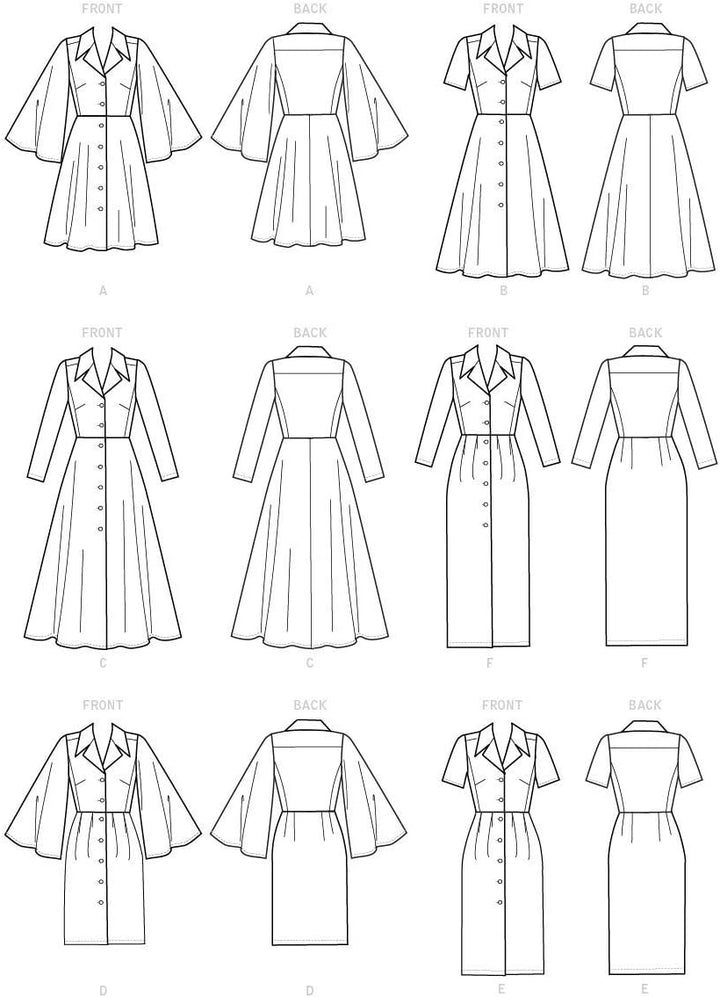 Vogue V9345E5 Easy Damen Schnittmuster Kragen Kleid Schnittmuster Gr. 42-50