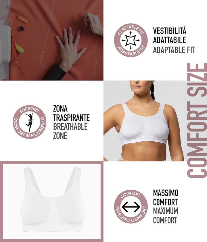 POMPEA Damen Brass. Comfort Size BH, Undurchsichtige, weiss, 3XL Mehr (3er Pack)