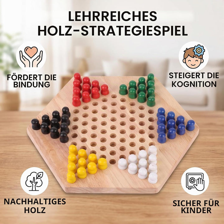Tbest Holz Checkers, Indoor/Outdoor Bunte Checkers Set Kinder Pädagogisches Brettspiel Chinese Check