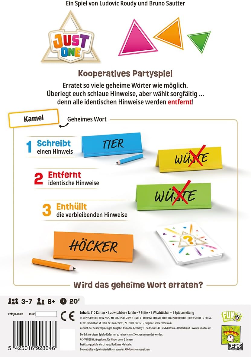 Repos Production, Just One (Refresh), Partyspiel, 20 Minuten, für 3-7 Spieler, 8+ Jahre, Spiel auf D