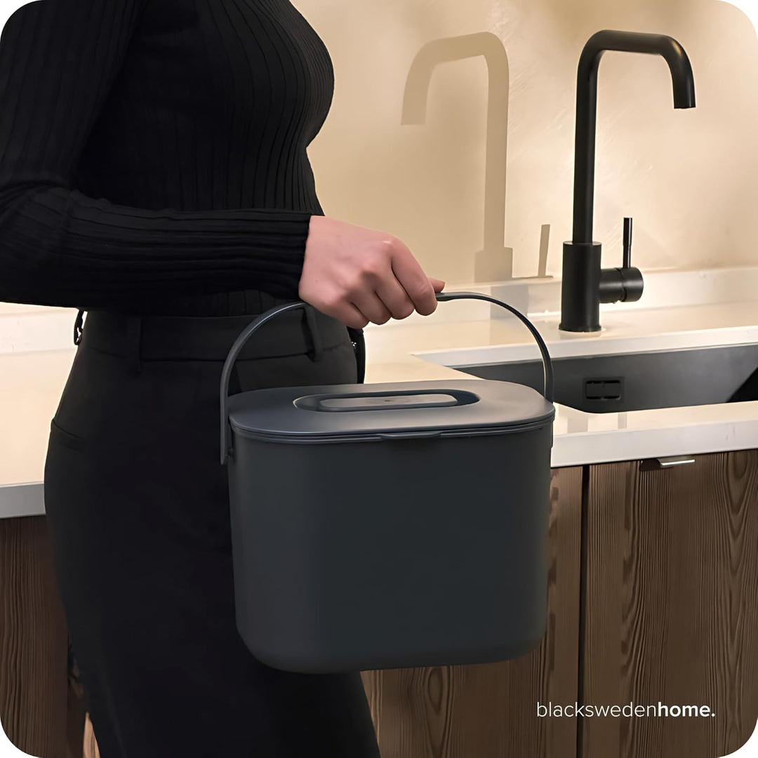 Biomülleimer Küche - 7L - Design Komposteimer mit Sieb - Bio-Mülleimer Geruchsdicht - Bio Abfalleime