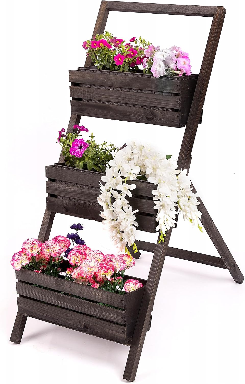 ECODECO Hochbeete für Garten Pflanzenregal aus Holz | Kaskadierendes Blumentreppe für Outdoor Indoor