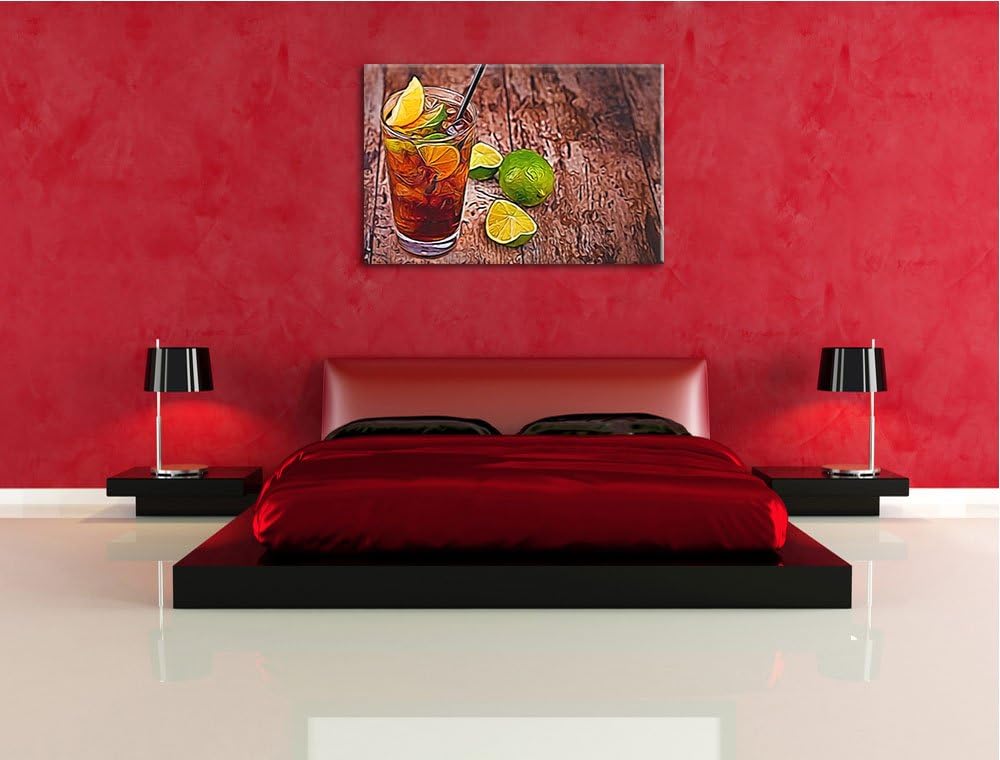 Cuba Libre mit Limetten Format: 100x70 auf Leinwand, XXL riesige Bilder fertig gerahmt mit Keilrahme