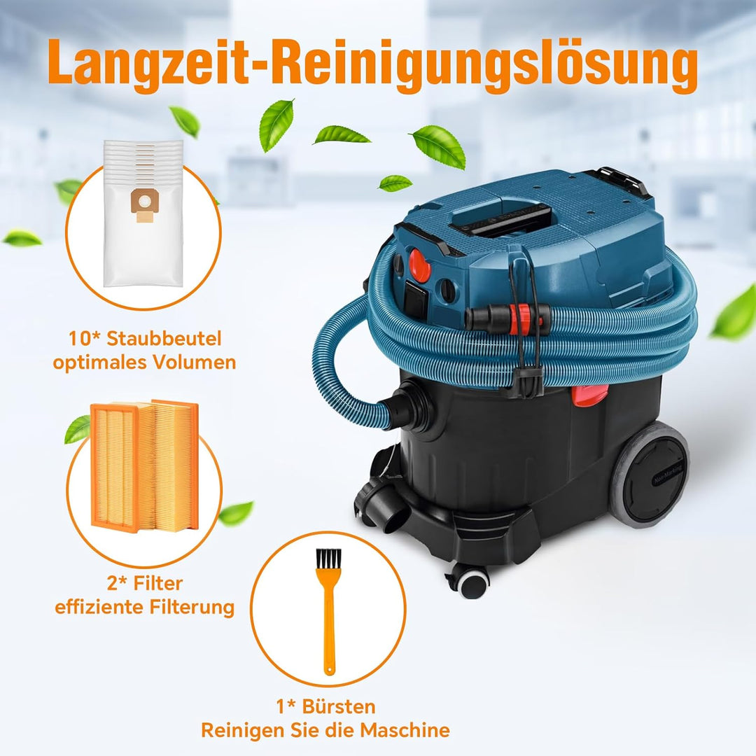 10 Stück Staubsaugerbeutel für Bosch GAS 35 L AFC/L SFC+/M AFC Professional Staubsauger mit 2 Ersatz