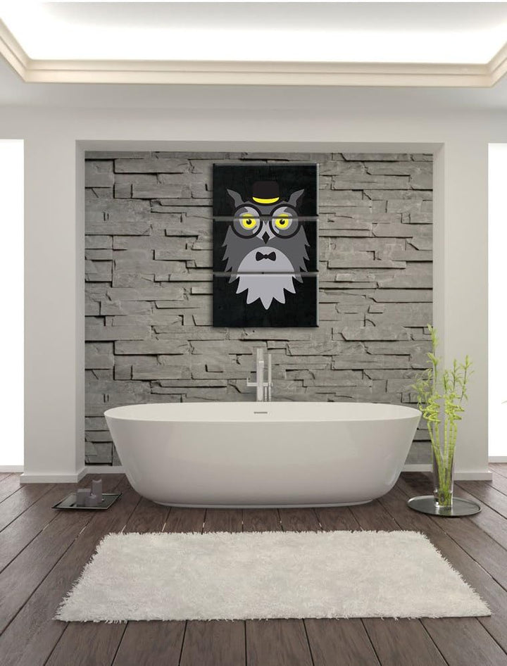Pixxprint Hipster Eule als Leinwandbild/Grösse: 3 Teilig (120x80) cm/Wandbild/Kunstdruck/fertig besp