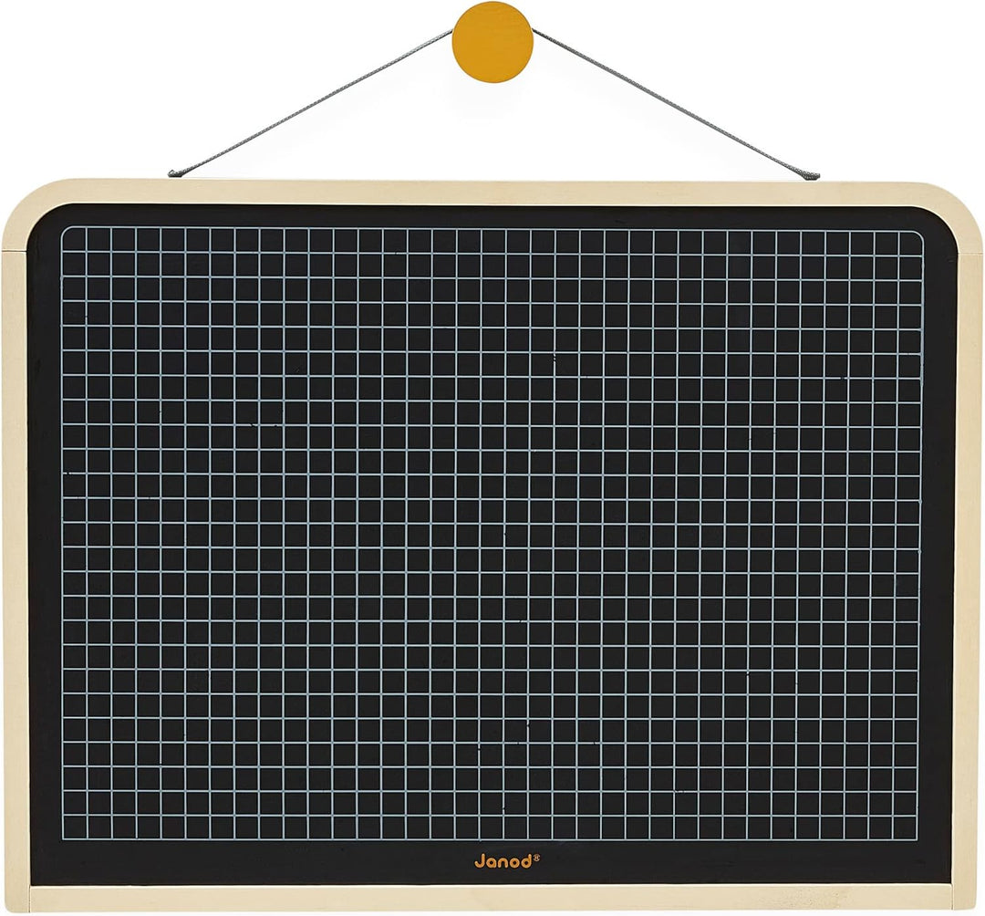 Janod - Grosse Magnetische, Beidseitige Wandtafel - Schreiben und Zeichnen - 3 Kreiden + 1 Bürste -