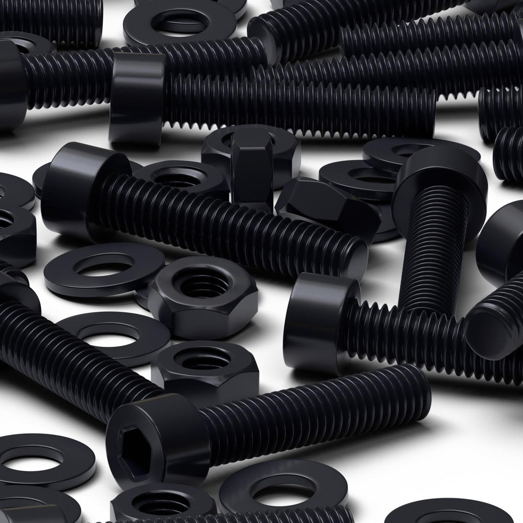 50 x Schwarze Nylon-Inbusschrauben, M4 x 20mm, Kunststoff Maschinenschrauben, Kunststoffschrauben, M