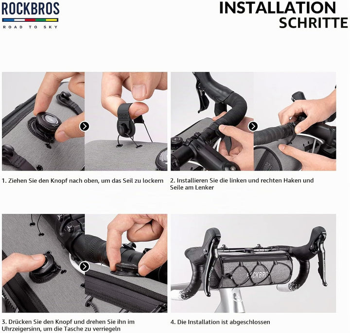 ROCKBROS Road to Sky Fahrrad Lenkertasche Fahrradtasche Lenker Vordertasche 1,5L Wasserabweisend Ref