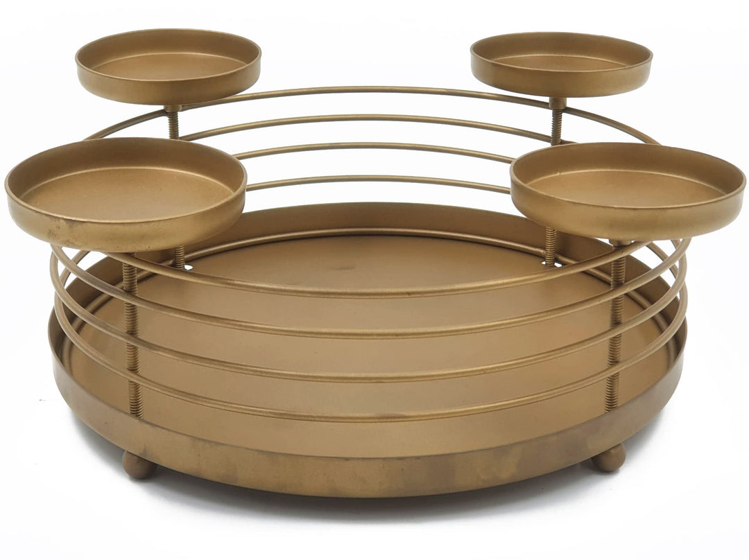 matrasa Design Adventskranz aus Metall - Kerzenleuchter Advent Kerzenhalter schmückbar Bronze
