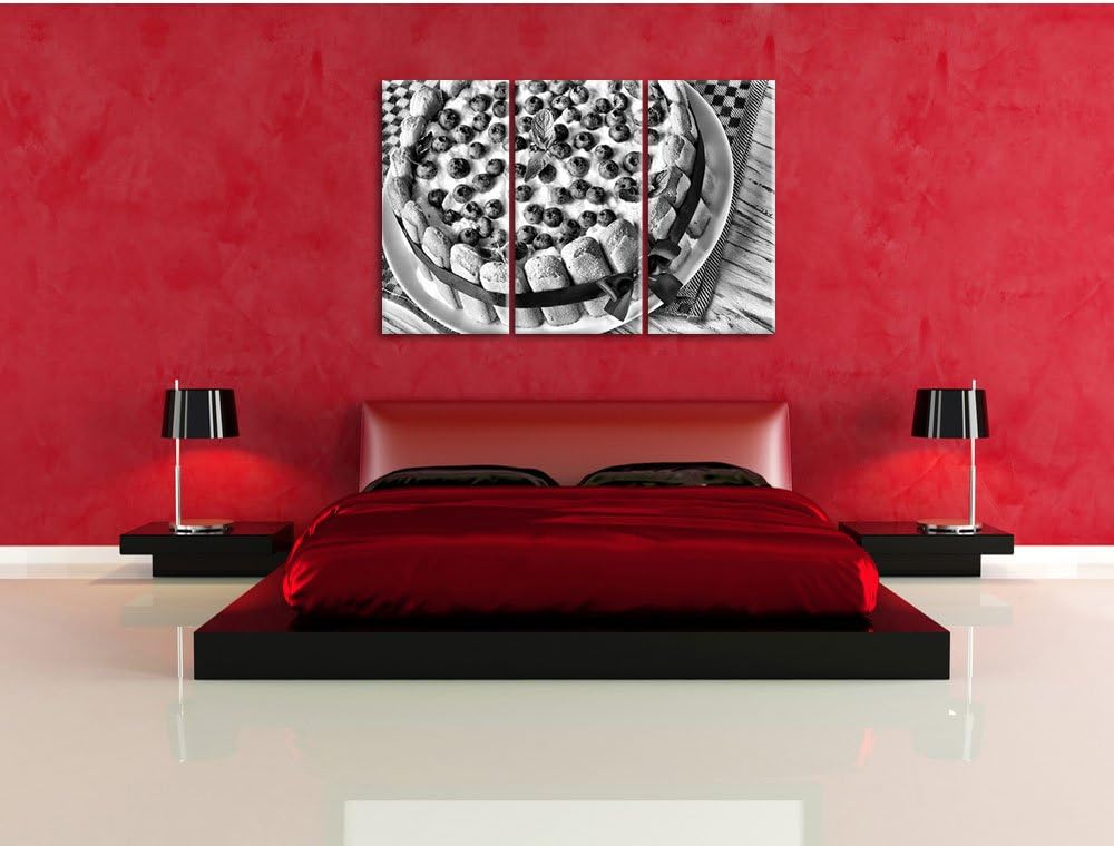Pixxprint Obsttorte als Leinwandbild/Grösse: 3 Teilig (120x80) cm/Wandbild/Kunstdruck/fertig bespann