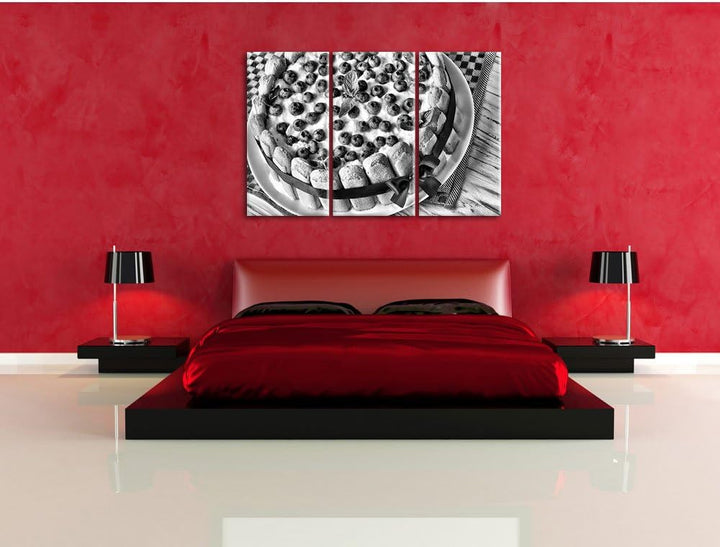 Pixxprint Obsttorte als Leinwandbild/Grösse: 3 Teilig (120x80) cm/Wandbild/Kunstdruck/fertig bespann