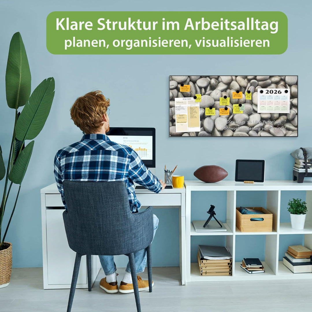 banjado Magnettafel schwarz 78 x 37cm / Magnetwand Metall/Magnetpinnwand als Memoboard/Pinnwand Magn